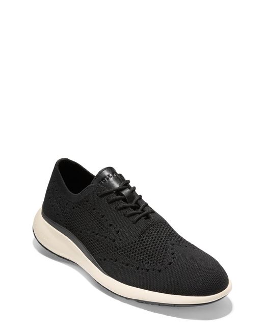 Cole Haan Grand Troy Knit Oxford Shoe In Black/ivory At Nordstrom Rack