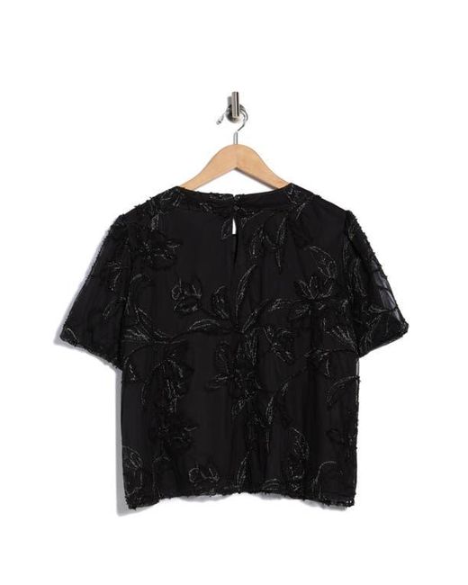 Adrianna Papell Black Floral Embroidered Top