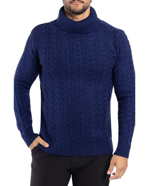 Xray Jeans Blue Cable Knit Turtleneck Sweater for men