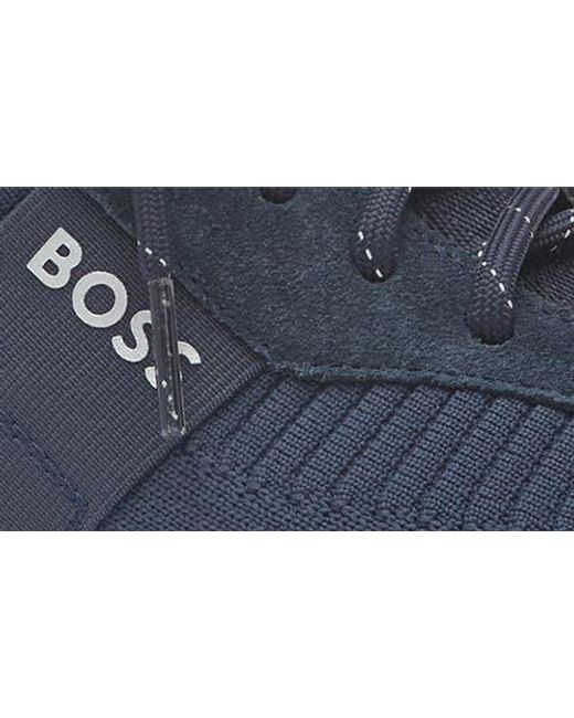Boss Blue Titanium Runn Knit Sneaker for men