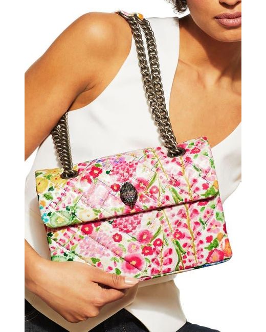 Kurt Geiger Pink Floral Couture Kensington Floral Quilted Leather Crossbody Bag