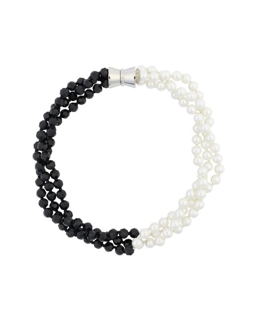 Tasha White Imitation Pearl & Bead Two-tone Necklace
