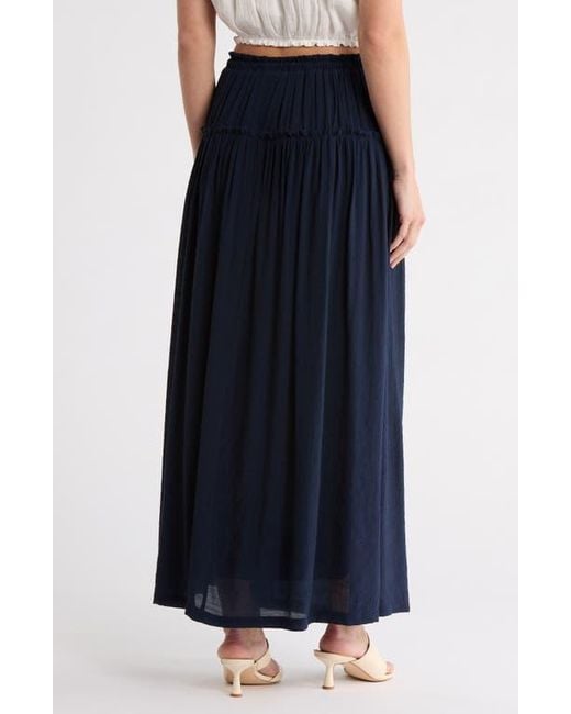 Bobeau Blue Ruffle Edge Maxi Skirt