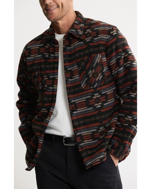 Jachs New York Black Geometric Jacquard Faux Shearling Lined Jacket for men