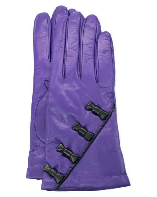 Portolano Purple Bow Leather Gloves