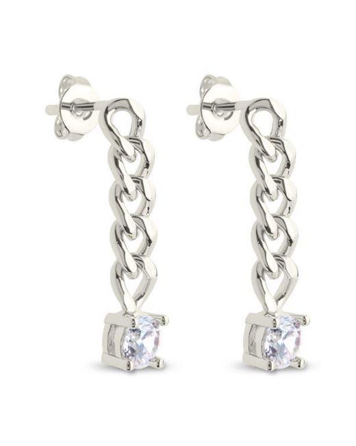 Sterling Forever White Phoebe Cubic Zirconia Chain Link Drop Earrings
