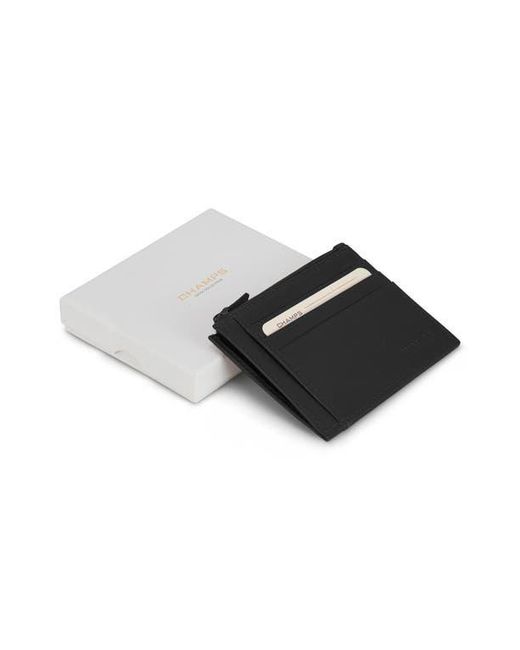 CHAMPS Black Zip Leather Card Case for men