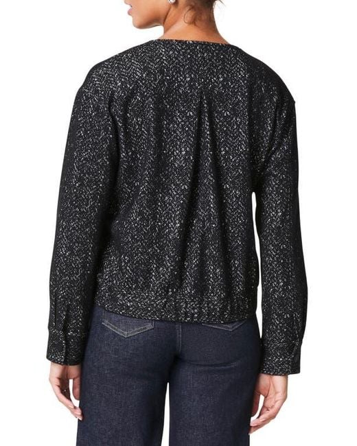 Spanx Black Herringbone Ponte Knit Bomber Jacket