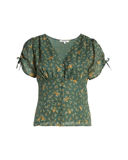 Madewell Green Silk Evie Tie-sleeve Top In Forest At Nordstrom Rack