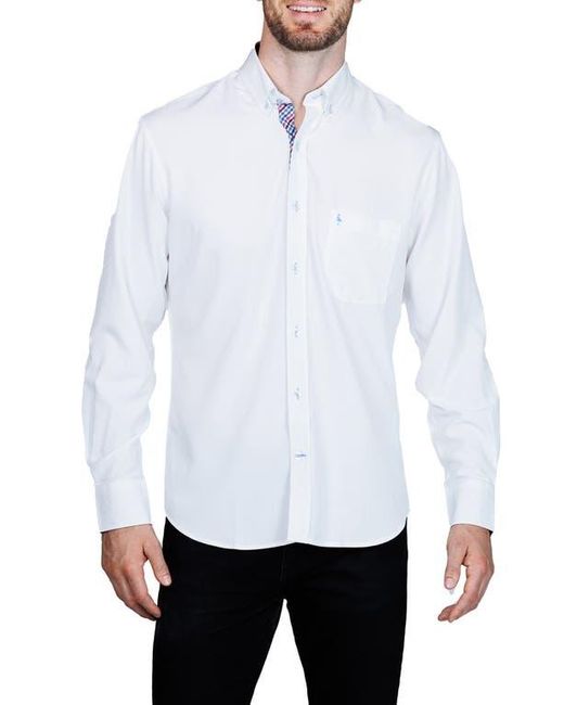 Tailorbyrd White Mélange Performance Button Down Shirt for men
