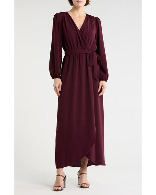 Connected Apparel Faux Wrap Long Sleeve Maxi Dress in Red | Lyst Connected Apparel Faux Wrap Long Sleeve Maxi Dress in Red | Lyst