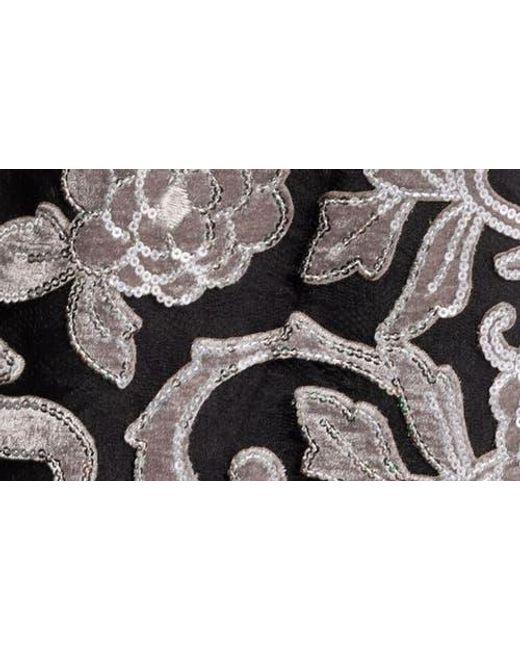 Dress the Population Black Kelsey Sequin Floral Long Sleeve Minidress