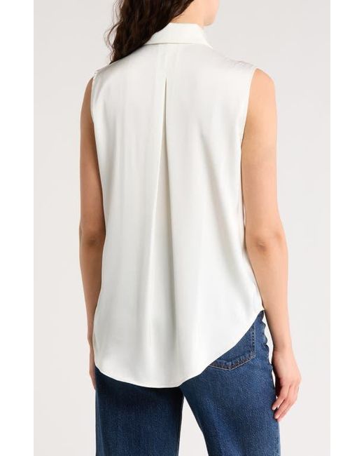 Rag & Bone White Darla Sleeveless Satin Button-Up Shirt