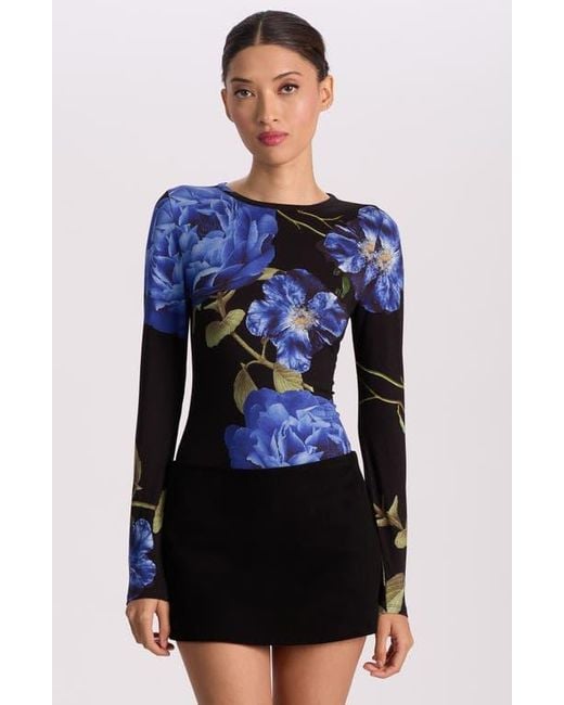 Alice + Olivia Blue Delaina Floral T-Shirt