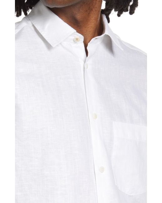 Ted Baker White Addle Short Sleeve Linen & Cotton Button-up Shirt for men