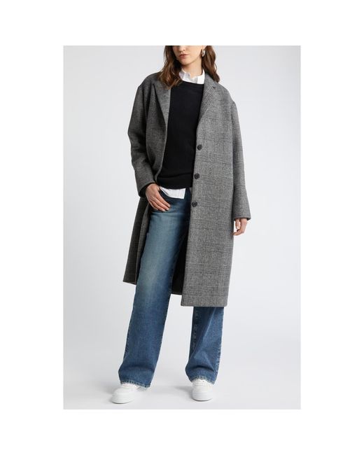 Nordstrom Gray Glen Plaid Oversize Notch Lapel Coat