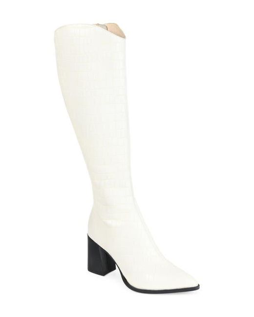Journee Signature White Laila Leather Boot