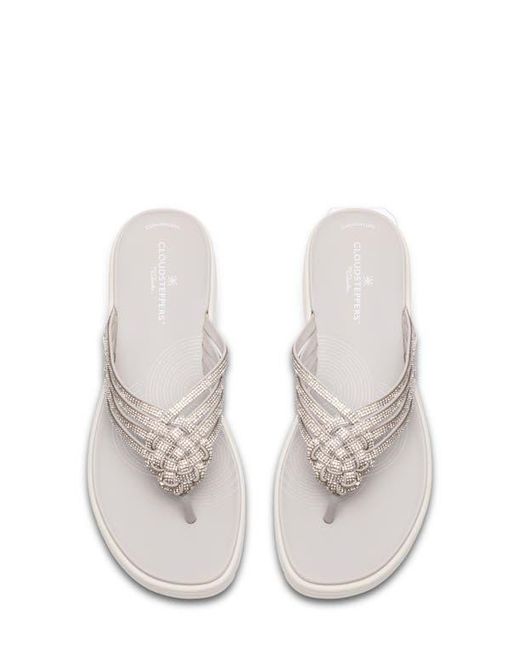 Clarks White Drift Gem Wedge Flip Flop