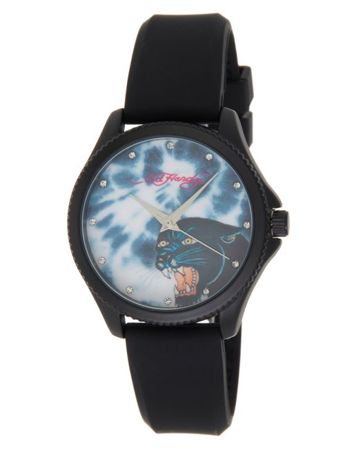 Ed Hardy Black X Silicone Strap Watch for men