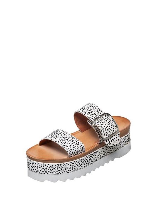 Antelope White Afra Faux Fur Platform Slide Sandal
