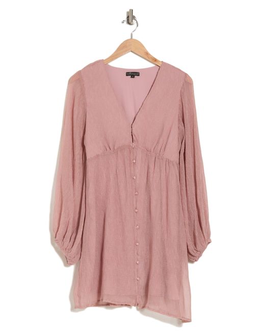 Wishlist Pink Button Front Long Sleeve Dress