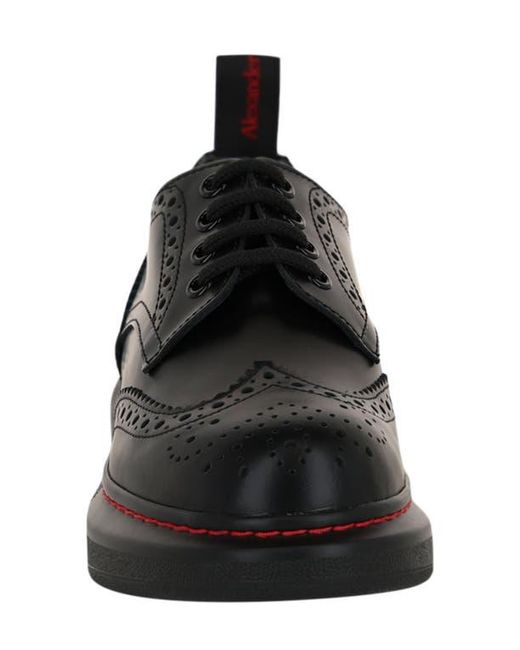 McQueen Black Liquid Brogue Derby