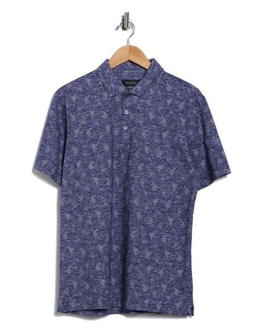 Bugatchi Blue Victor Short Sleeve 8-Way Stretch Ooohcotton Knit Button-Up Shirt for men