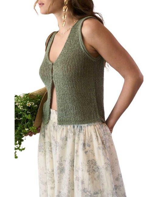 Blu Pepper Green Button Front Knit Sleeveless Top