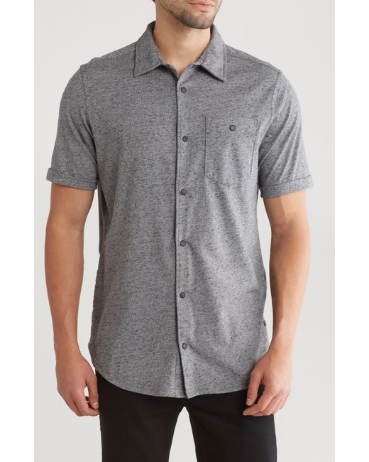 Buffalo David Bitton Gray Elvison Short Sleeve Jersey Button-up Shirt for men