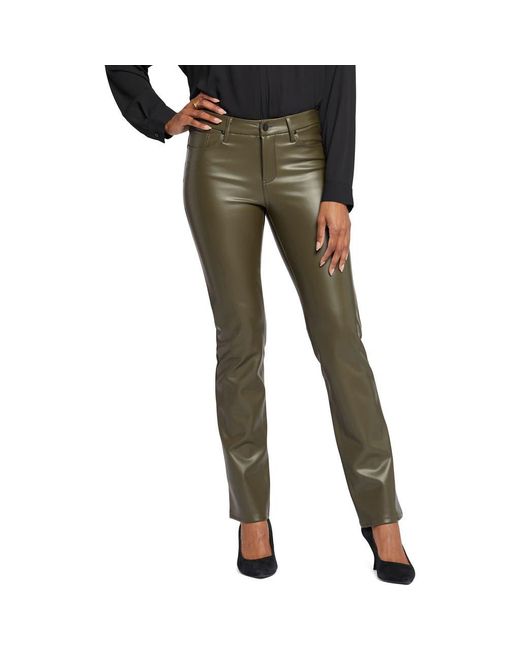 NYDJ Green Marilyn Faux Leather Straight Leg Pants