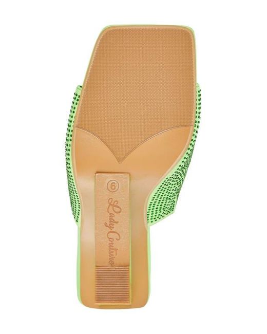 Lady Couture Green Rhinestone Wedge Slide Sandal