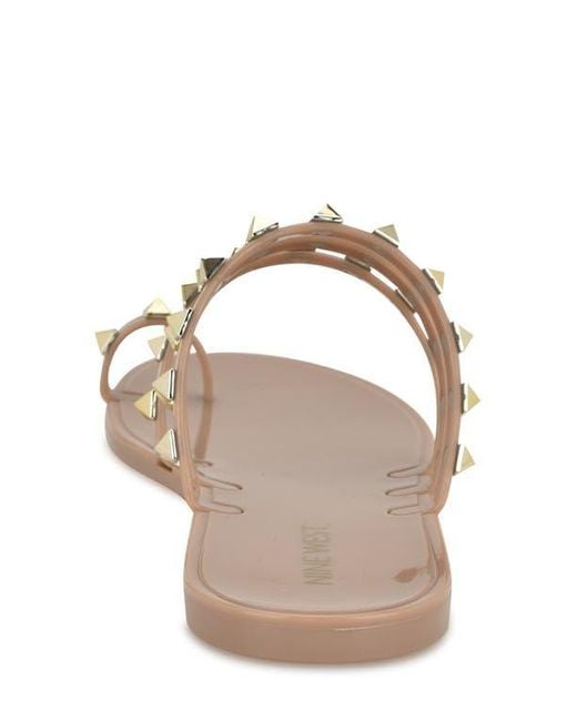 Nine West Natural Centy Studded Toe Loop Sandal