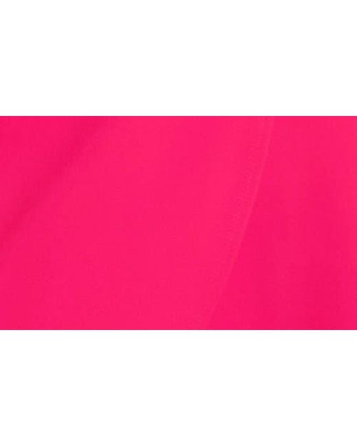 London Times Pink Puff Sleeve Belted Wrap Dress