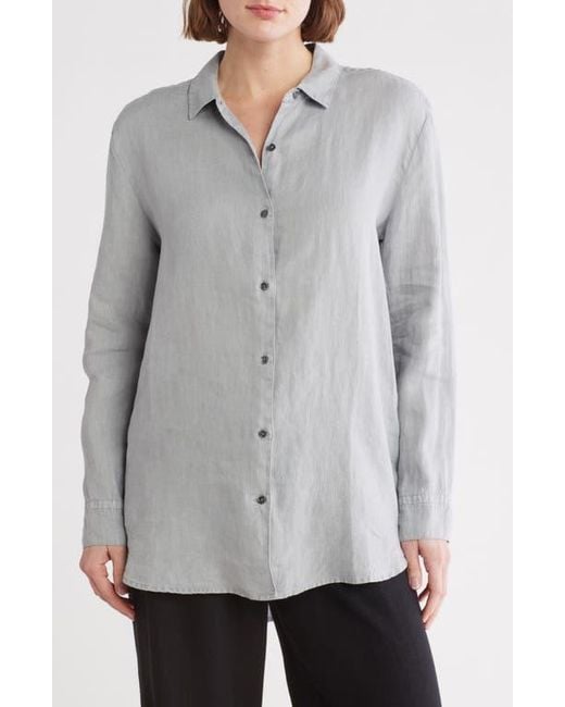 James Perse Gray Lightweight Linen Button-Up Shirt