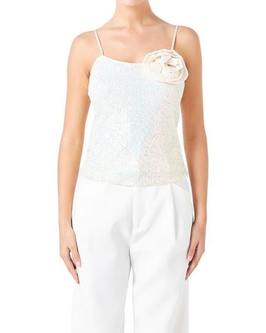 Endless Rose White Sequin Rosette Camisole