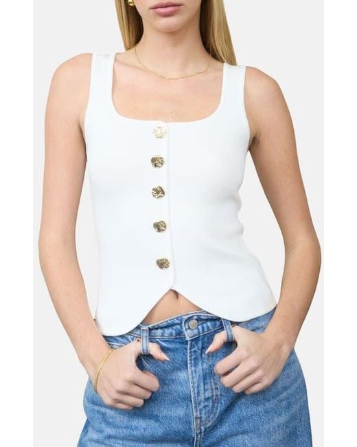 Blu Pepper White Buttoned Sweater Tank