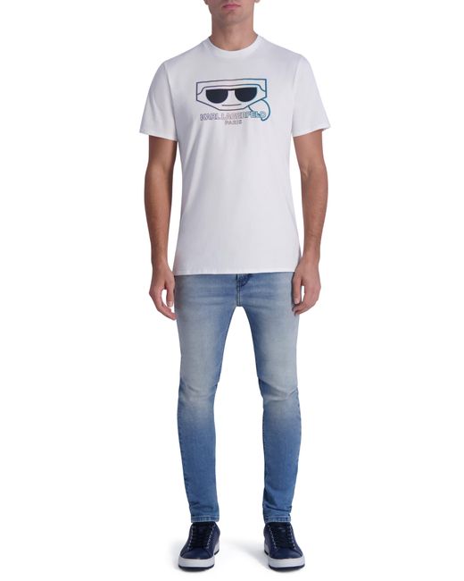 Karl Lagerfeld White Ombré Karl Cotton Graphic T-shirt for men