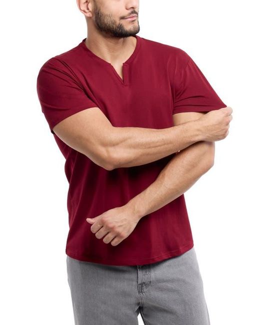 Xray Jeans Red Split Neck Cotton Crew T-Shirt for men