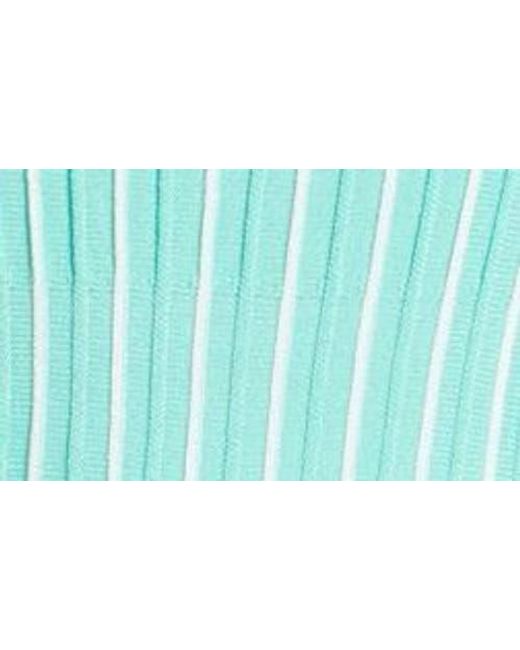 Ming Wang Green Stripe A-Line Midi Sweater Dress