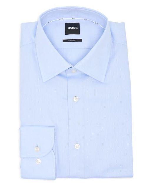 Boss Blue Kent Sharp Fit Cotton Dress Shirt for men