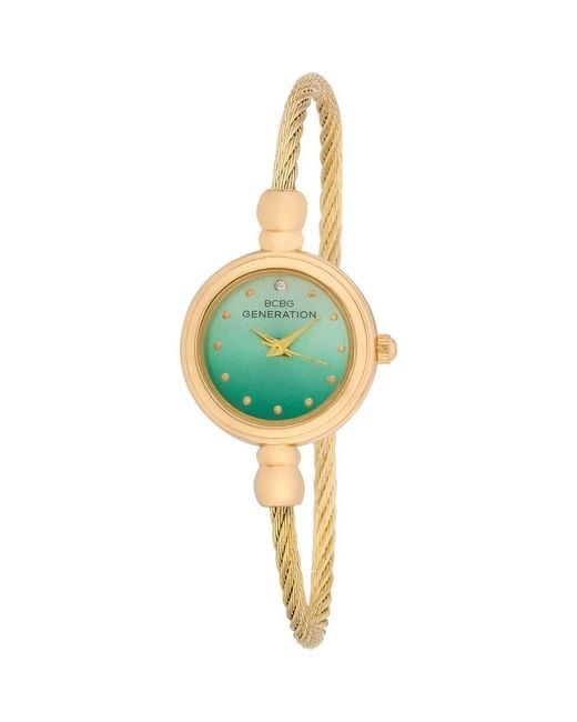 BCBGMAXAZRIA Green Sienna Cable Bangle Watch for men