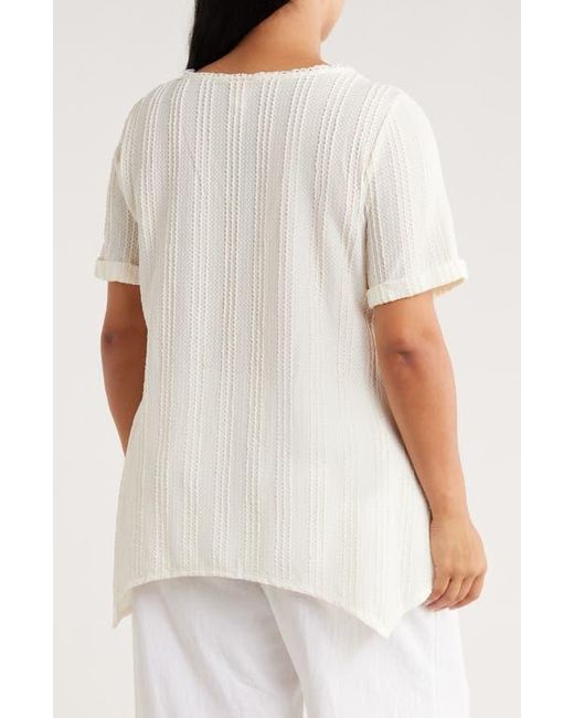 Ruby Rd White Short Sleeve Textured Knit Top