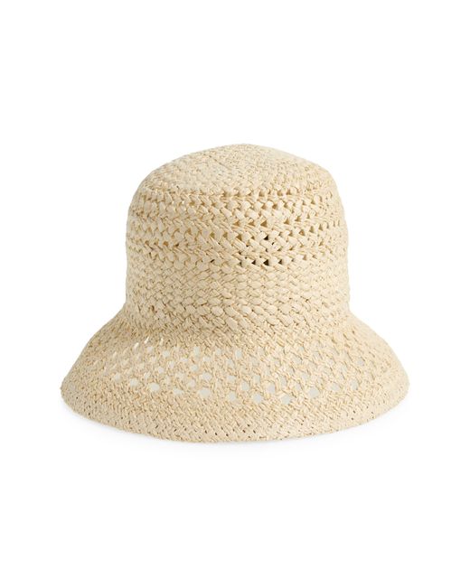 Vince Camuto Natural Open Weave Straw Bucket Hat