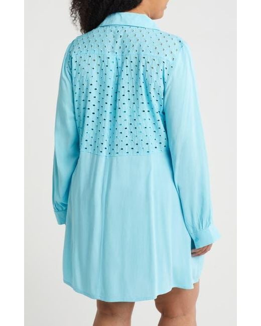 Boho Me Blue Eyelet Button-Up Shirt