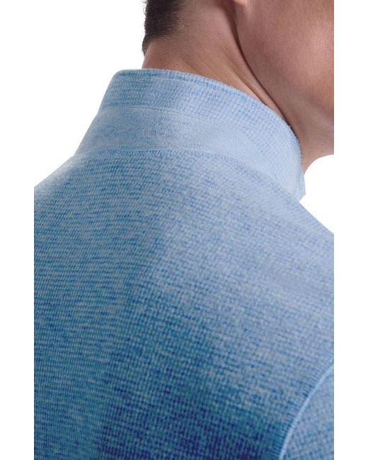 Bugatchi Blue Houndstooth Patern Quarter Zip Top for men