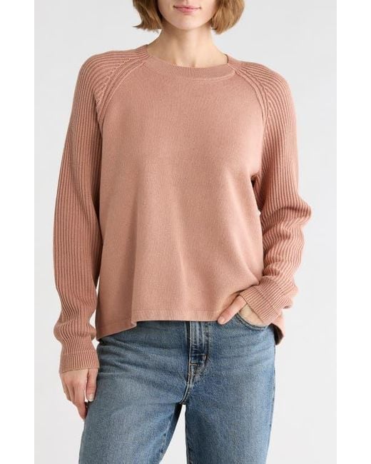 Vince Pink Ribbed Cotton Pullover