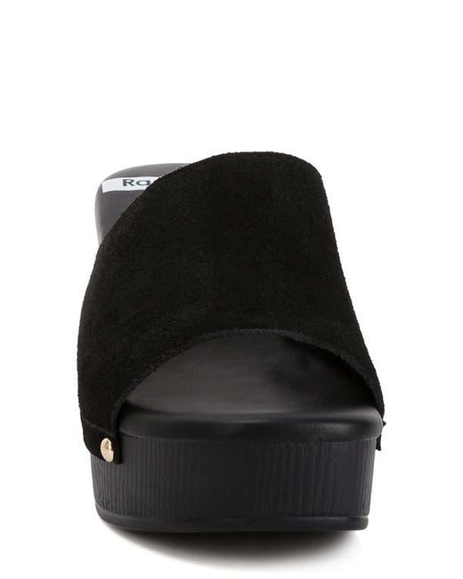 Rag & Co Black Cartera Suede Stud Mule