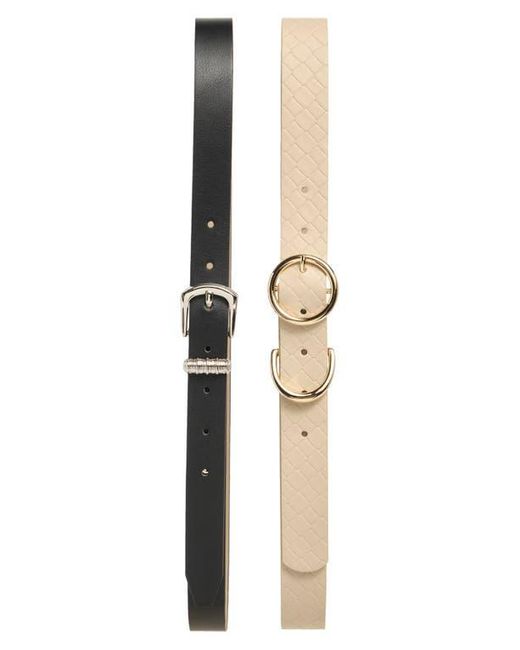 Steve Madden White Assorted Set Of 2 Pebbled Faux Leather Belts Assorted Set Of 2 Belts