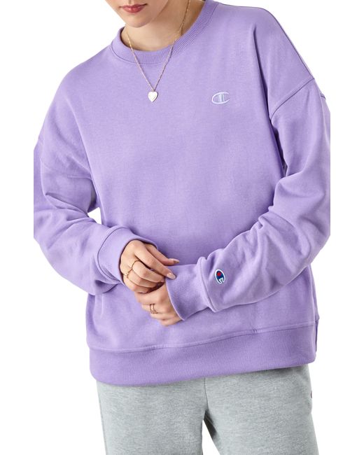 Champion Purple Powerblend Crewneck Sweatshirt