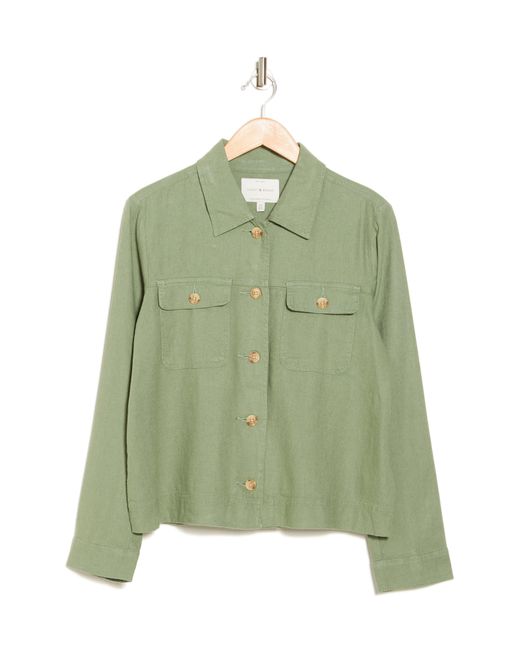Lucky Brand Green Linen Blend Utility Jacket